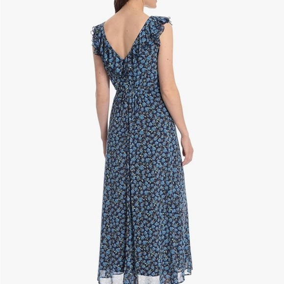 Donna Morgan Women's Floral Printed Ruffle V-Neck Midi Dress NWT SIZE 6 - Picture 2 of 6